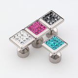 A Pair of Square Multi-Gem Sparkle Fake Plug Earring-Fuchsia