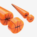 A Pair of Basketball UV Acrylic Faux Taper Earring-Orange
