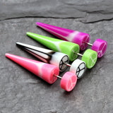 A Pair of Peace Retro UV Acrylic Faux Taper Earring-Green