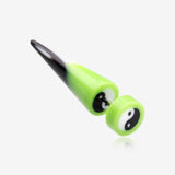 A Pair of Ying Yang Retro UV Acrylic Faux Taper Earring-Green