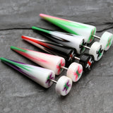 A Pair of Butterfly UV Acrylic Faux Taper Earring-White/Black