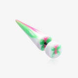 A Pair of Butterfly UV Acrylic Faux Taper Earring-White/Green