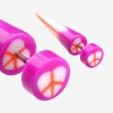 A Pair of Peace Heart UV Acrylic Faux Taper Earring-Purple