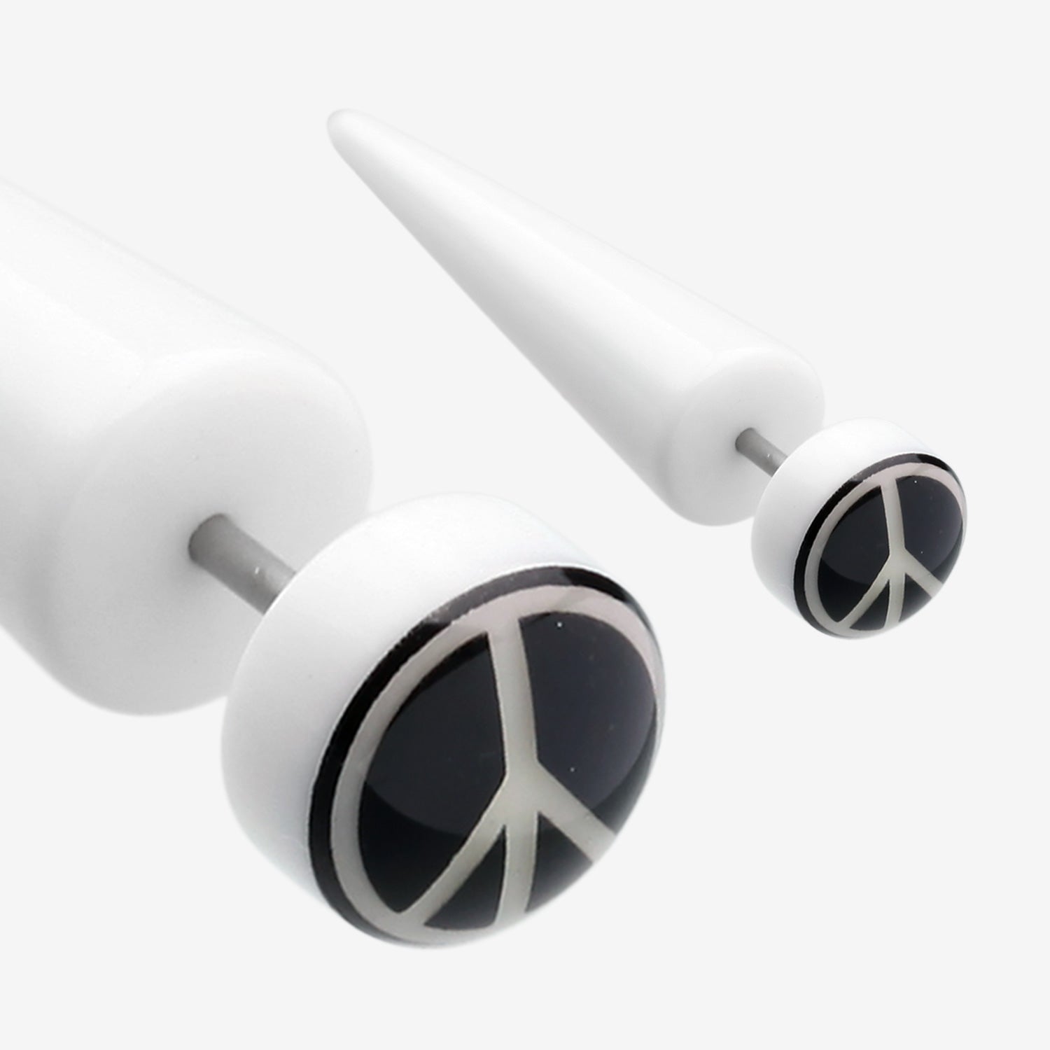 A Pair of Glow in the Dark Peace Acrylic Faux Taper Earring-Clear/White