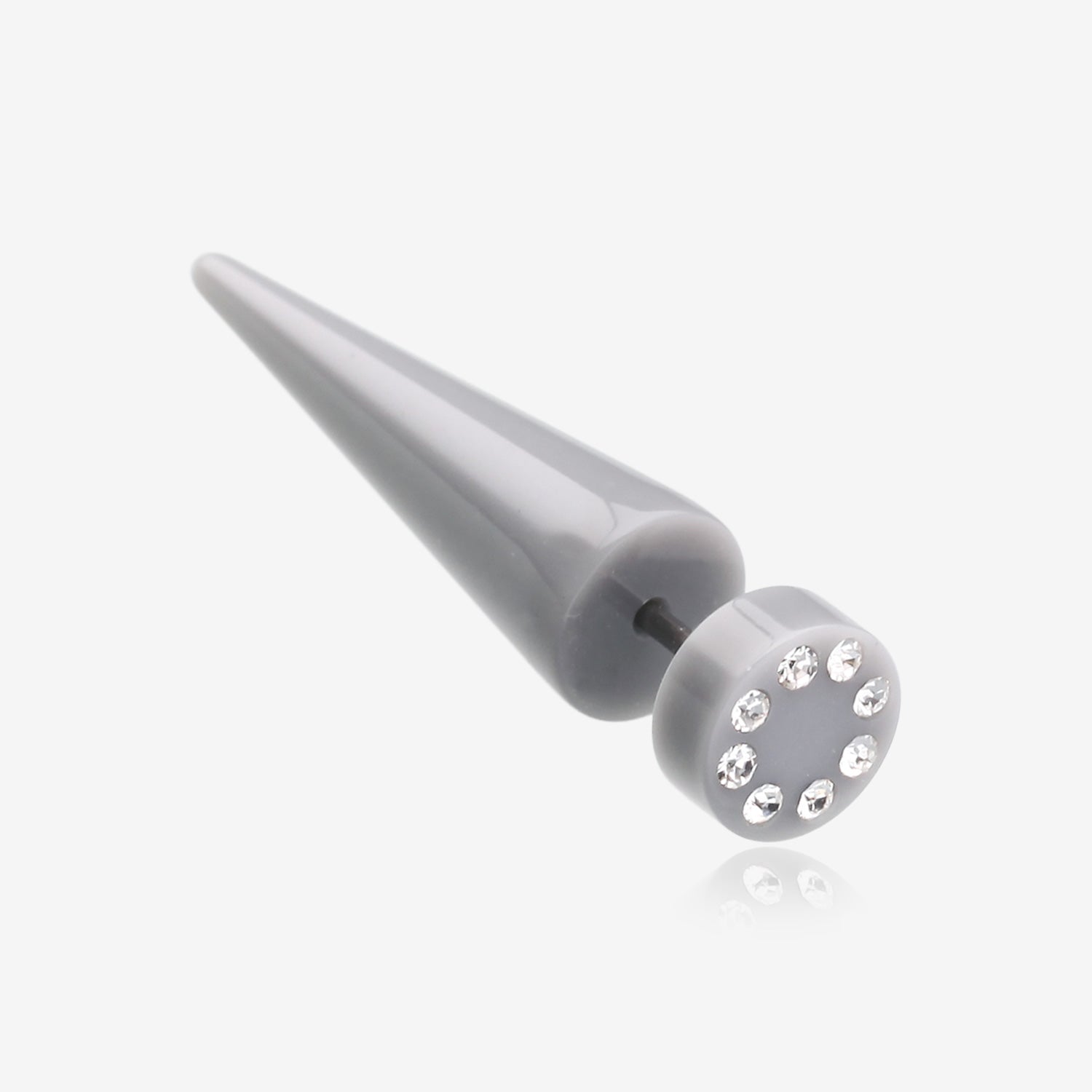 A Pair of Multi Gem Solid Acrylic Faux Taper Earring-Gray