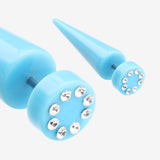 A Pair of Multi Gem Solid Acrylic Faux Taper Earring-Light Blue