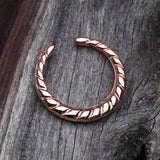 Detail View 2 of Rose Gold Lucia Textured Rope Steel Pincher Septum Ring