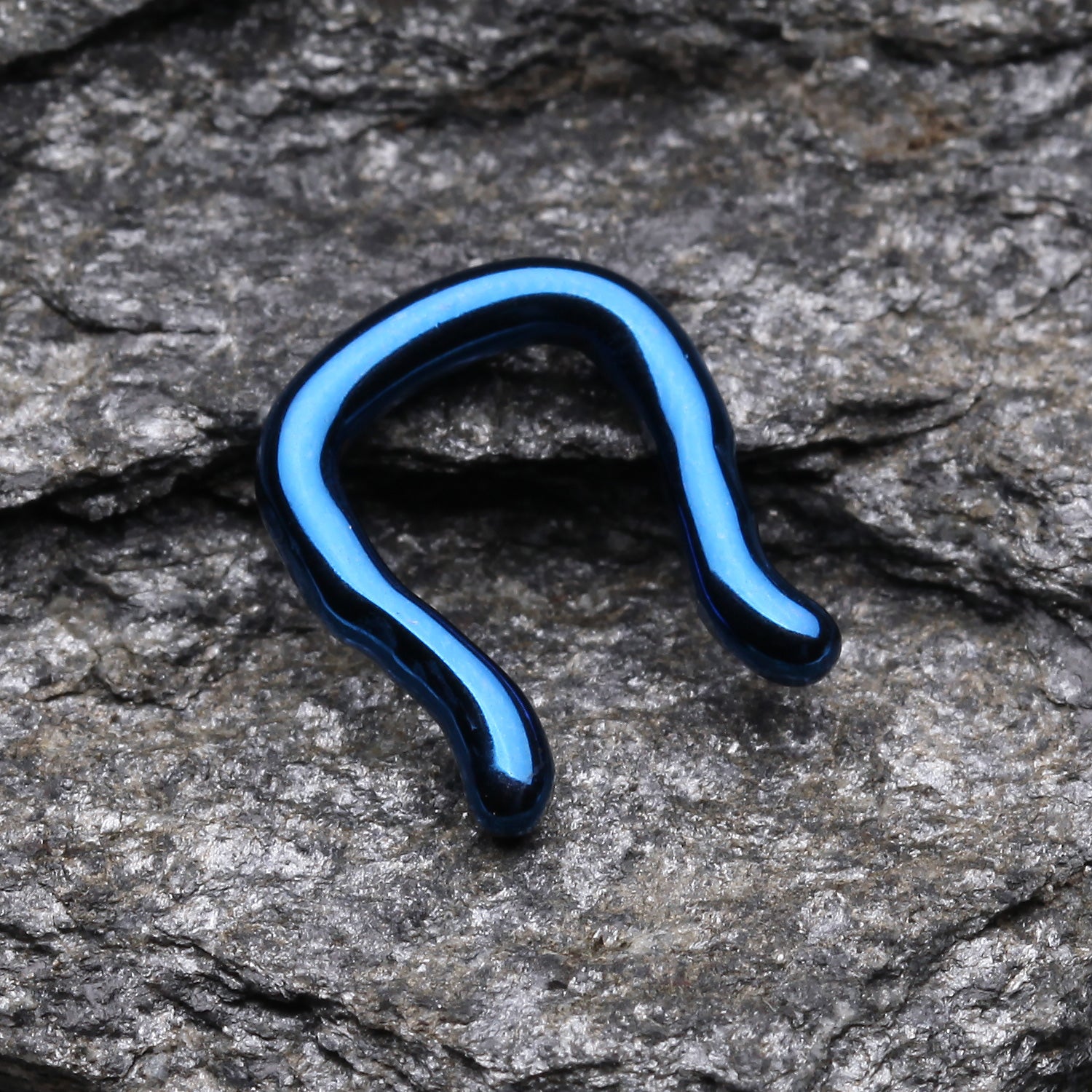 Detail View 1 of Blackline Steel Septum Ring-Blue