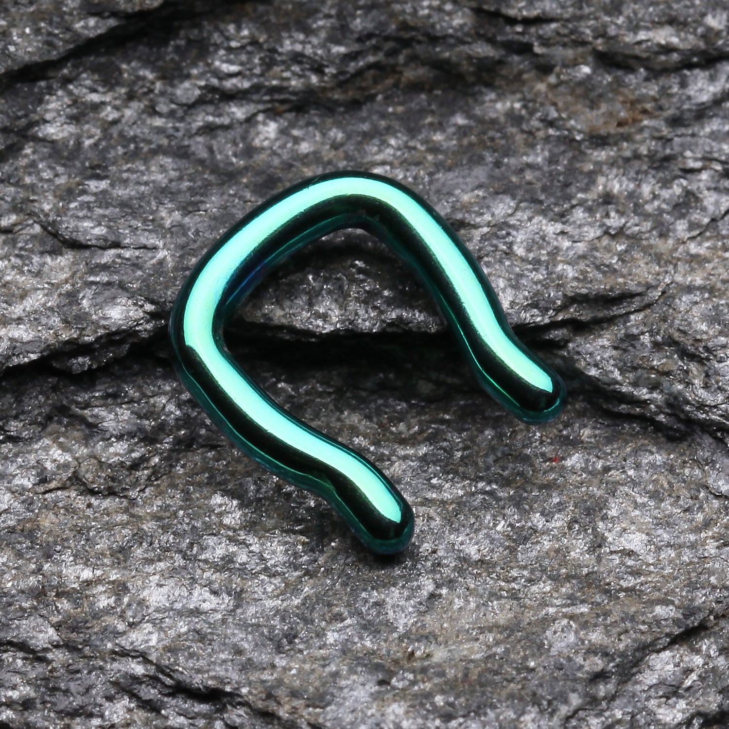 Detail View 1 of Blackline Steel Septum Ring-Green