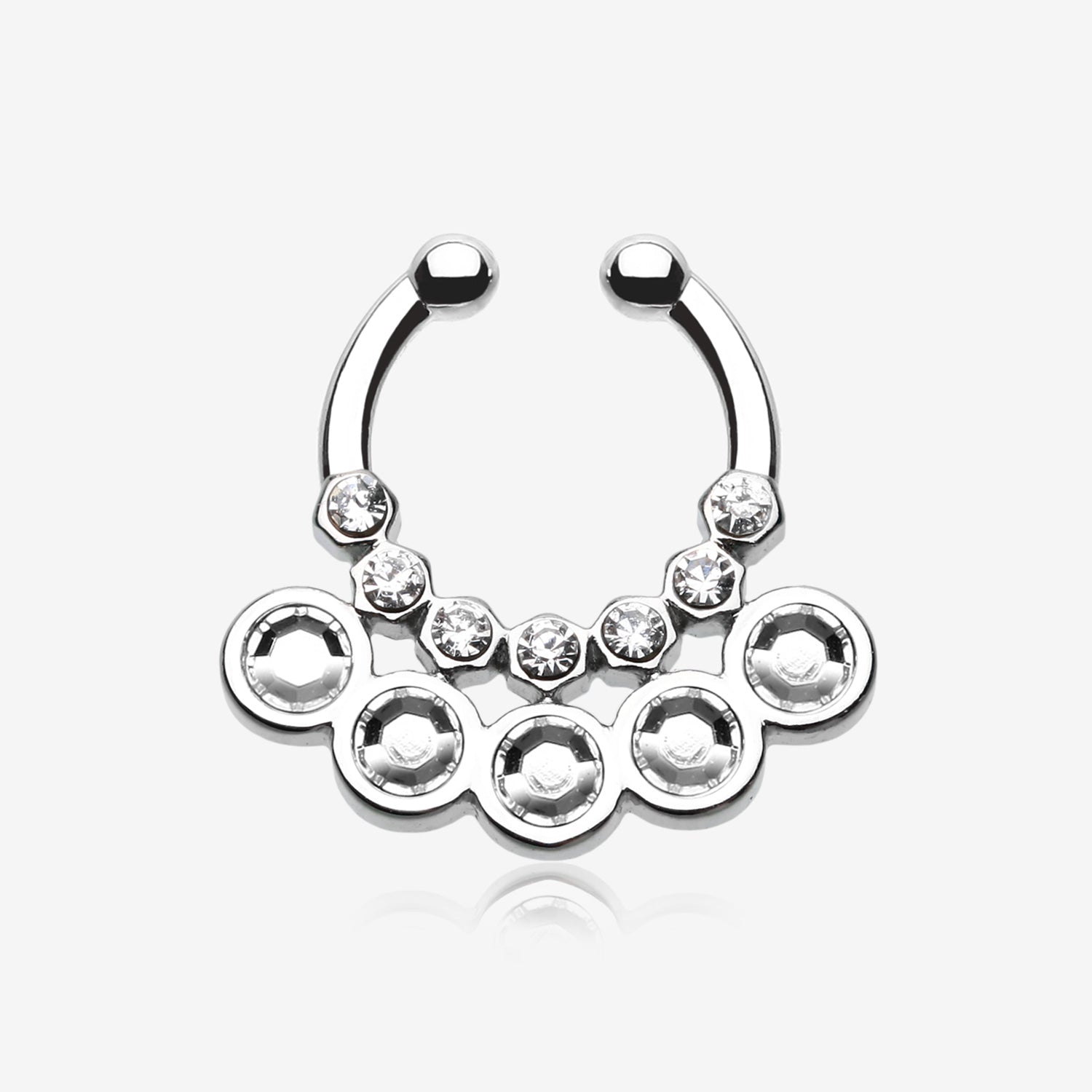Aureole Gemina Sparkle Fake Septum Clip-On Ring-Clear