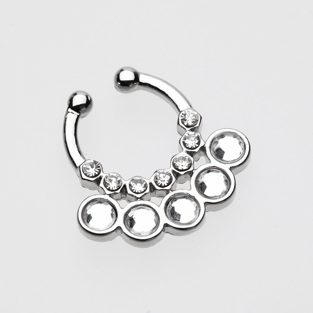 Aureole Gemina Sparkle Fake Septum Clip-On Ring-Clear