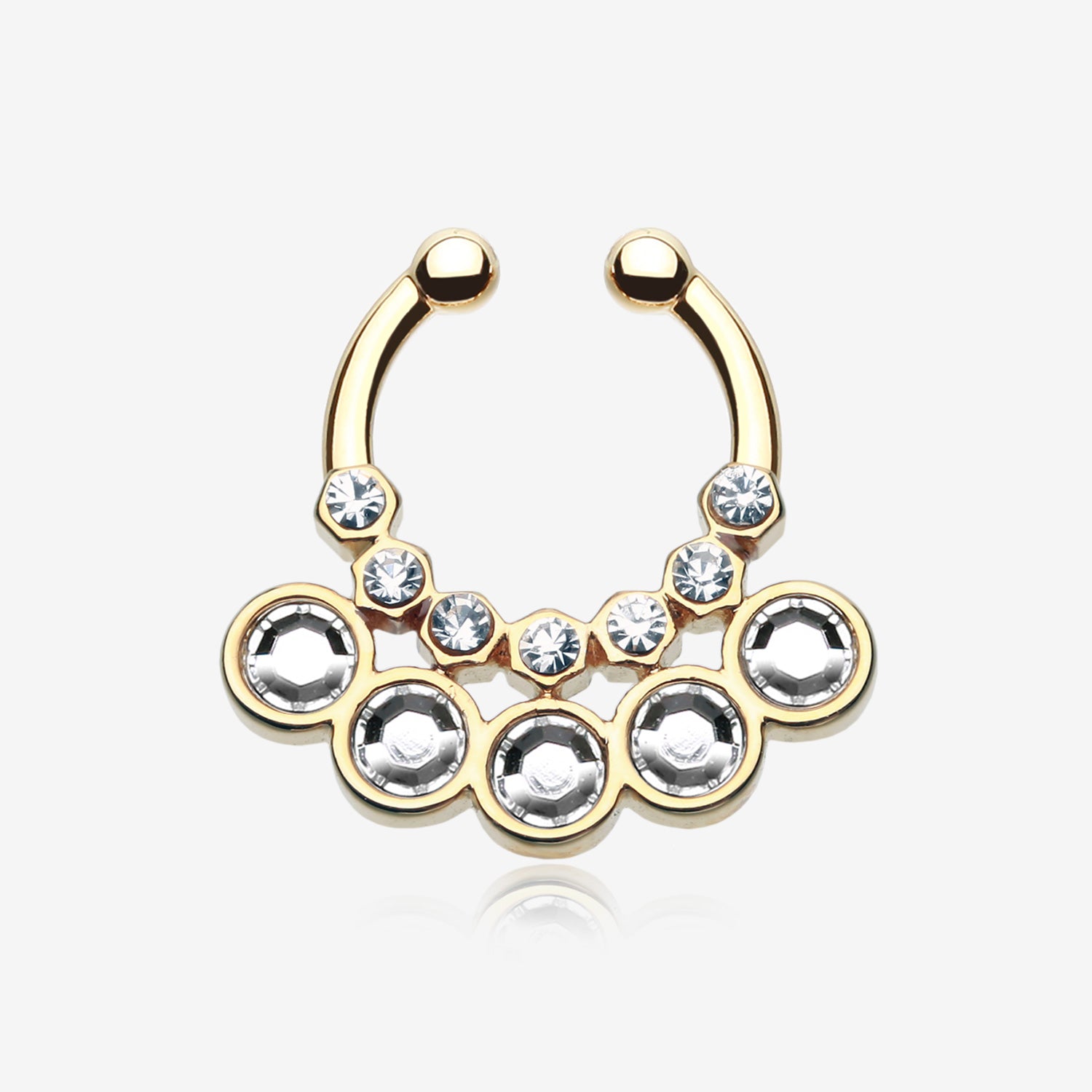 Golden Aureole Gemina Sparkle Fake Septum Clip-On Ring-Clear
