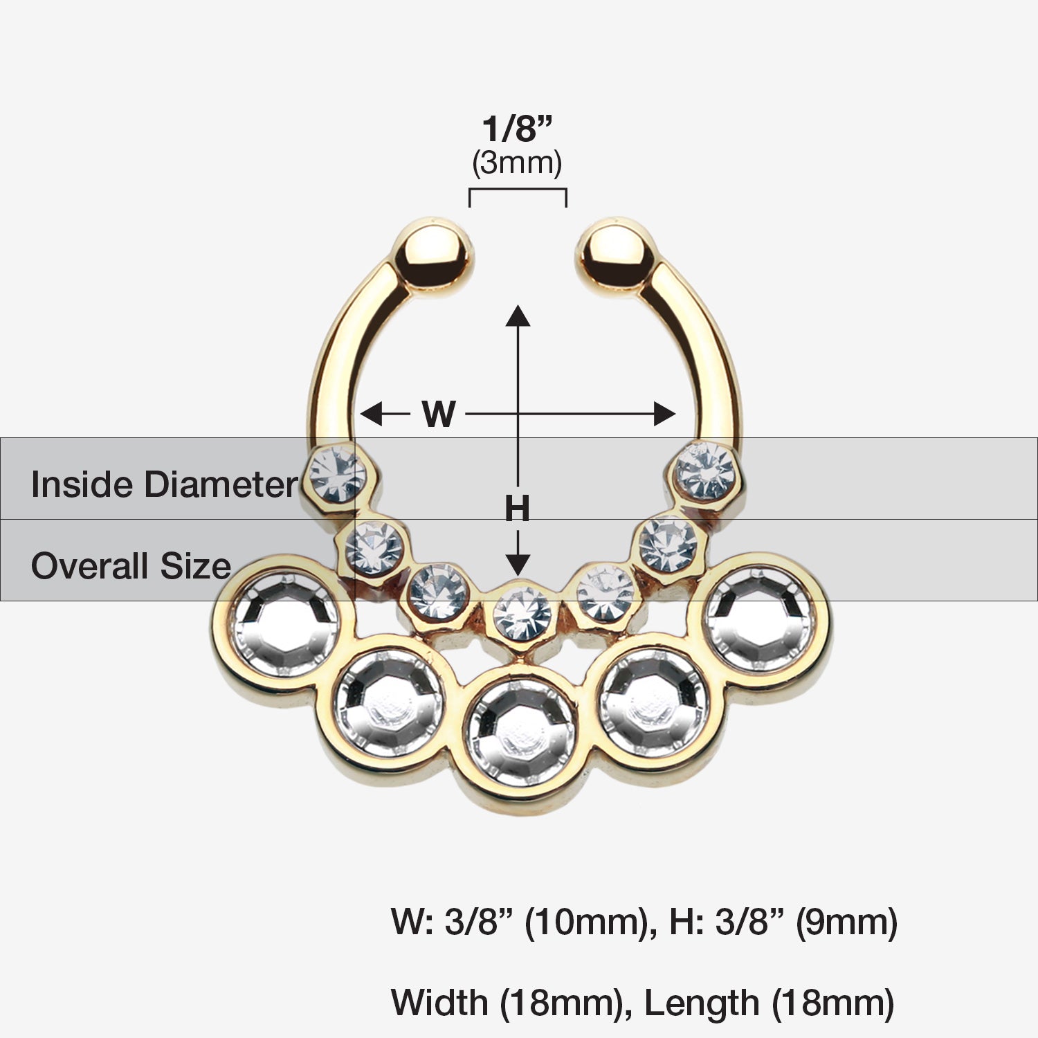 Golden Aureole Gemina Sparkle Fake Septum Clip-On Ring-Clear