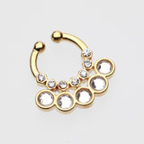 Golden Aureole Gemina Sparkle Fake Septum Clip-On Ring-Clear