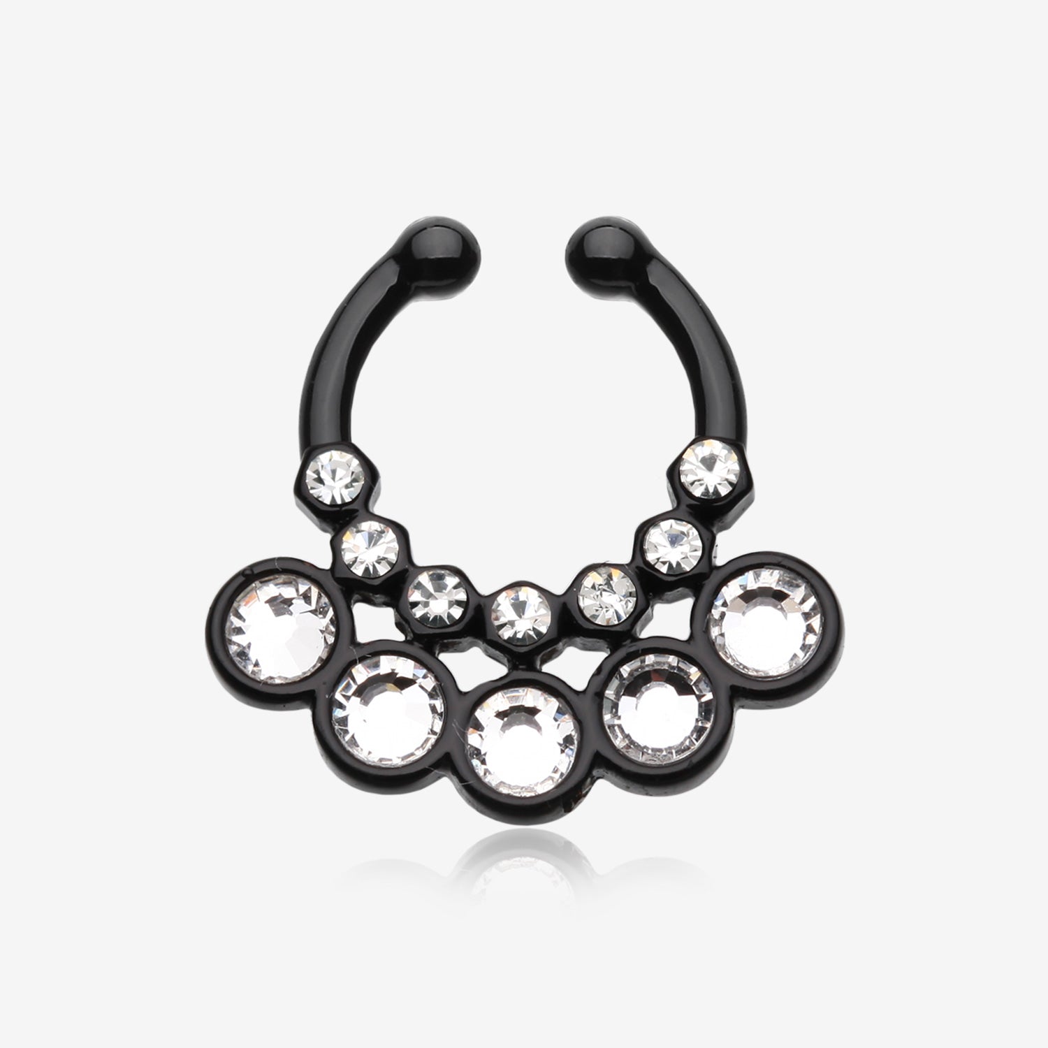 Colorline Aureole Gemina Sparkle Fake Septum Clip-On Ring-Black/Clear