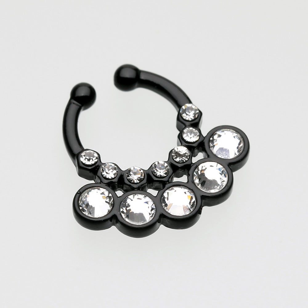 Colorline Aureole Gemina Sparkle Fake Septum Clip-On Ring-Black/Clear