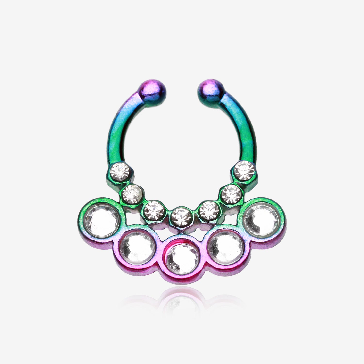Colorline Aureole Gemina Sparkle Fake Septum Clip-On Ring-Rainbow/Clear