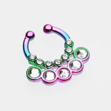 Colorline Aureole Gemina Sparkle Fake Septum Clip-On Ring-Rainbow/Clear