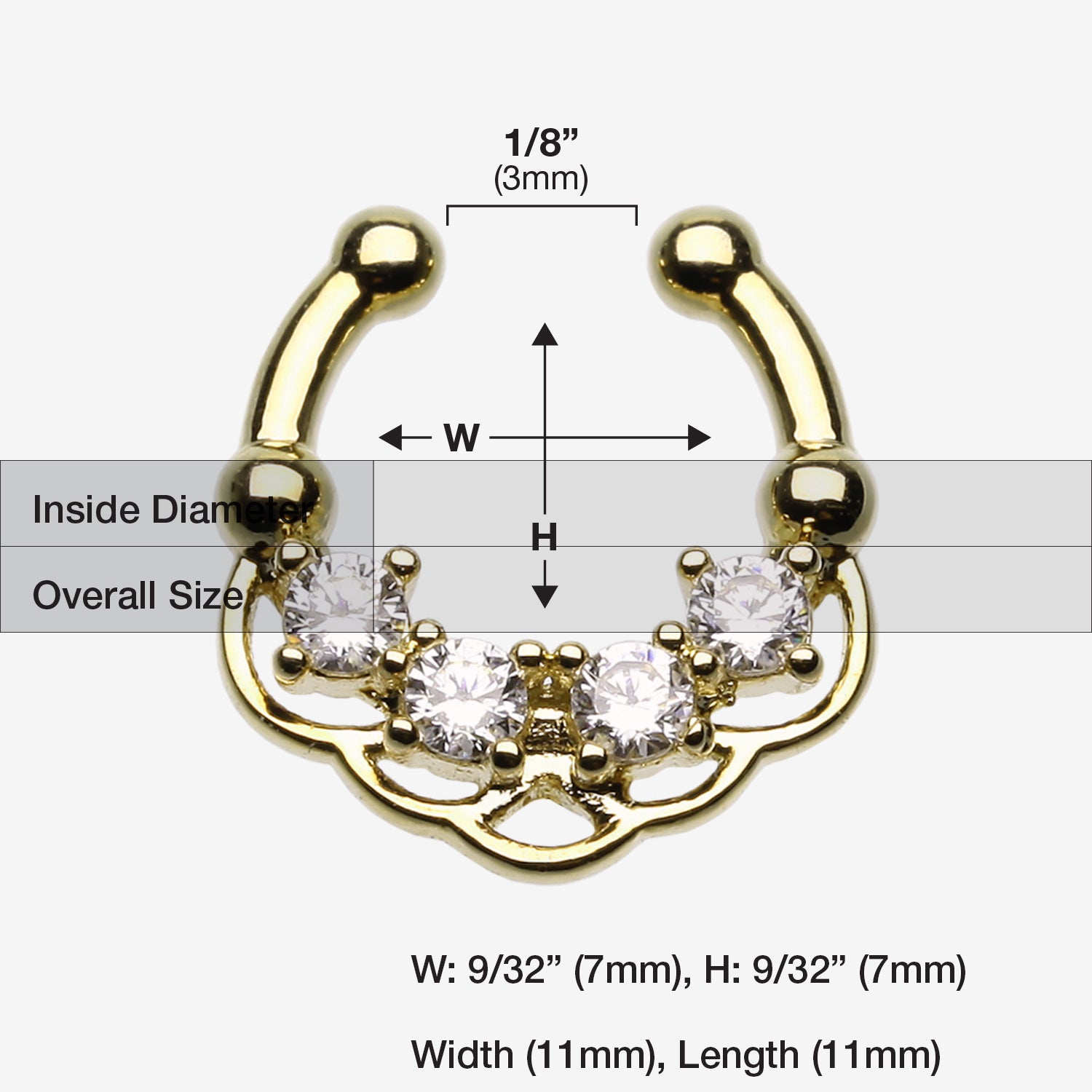 Golden Lua Sparkle Fake Septum Clip-On Ring-Clear