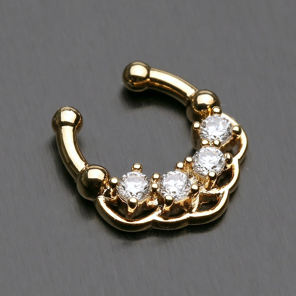 Golden Lua Sparkle Fake Septum Clip-On Ring-Clear