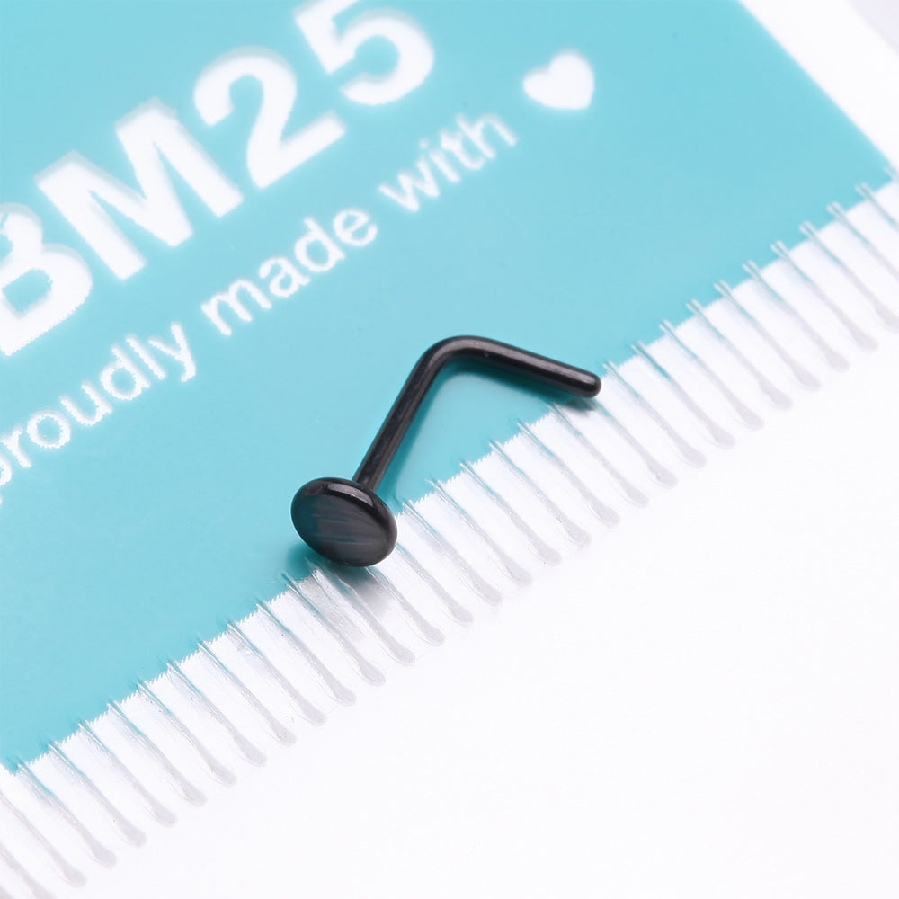 Detail View 4 of Implant Grade Titanium Blackline Circle Icon L-Shaped Nose Ring