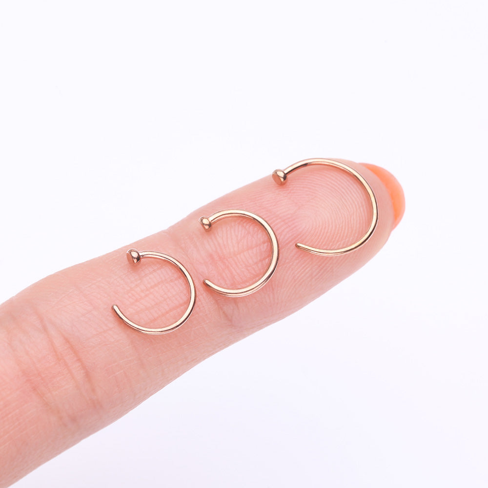 Detail View 2 of Implant Grade Titanium PVD Rose Gold Basic Nose Hoop Ring