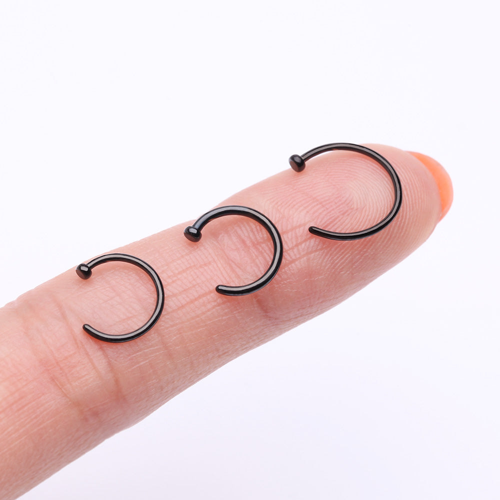 Detail View 2 of Implant Grade Titanium PVD Blackline Basic Nose Hoop Ring-Black