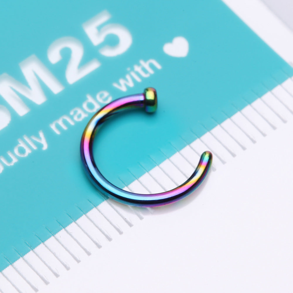 Detail View 4 of Implant Grade Titanium PVD Colorline Basic Nose Hoop Ring-Rainbow