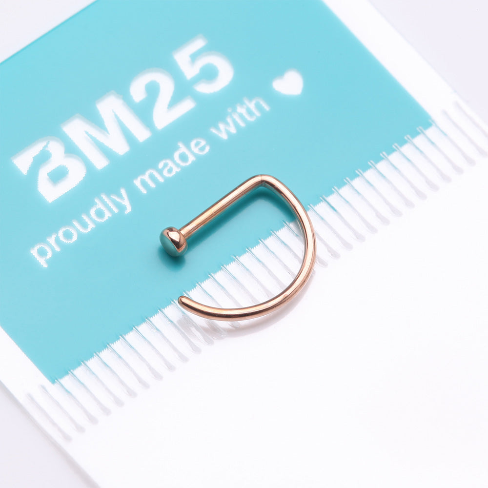 Detail View 4 of Implant Grade Titanium Rose Gold D-Shaped Flat Circle Top Nose Hoop