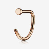 Implant Grade Titanium Rose Gold D-Shaped Flat Circle Top Nose Hoop