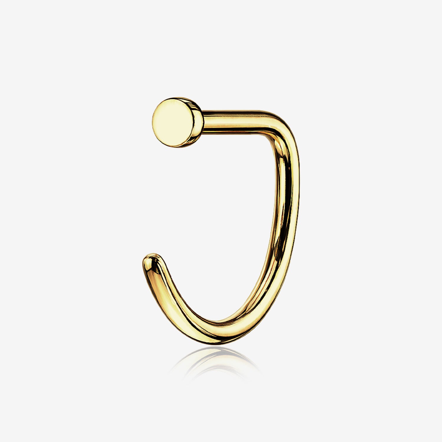 Implant Grade Titanium Golden D-Shaped Flat Circle Top Nose Hoop
