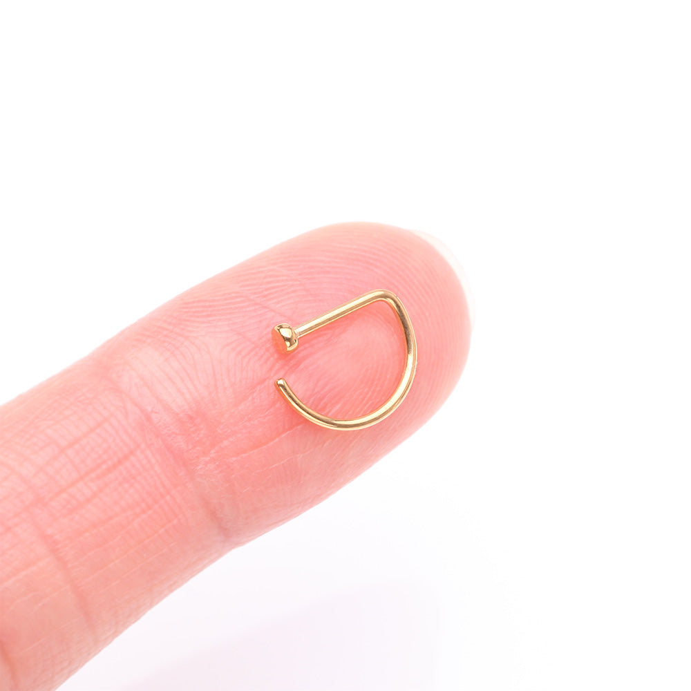 Detail View 2 of Implant Grade Titanium Golden D-Shaped Flat Circle Top Nose Hoop