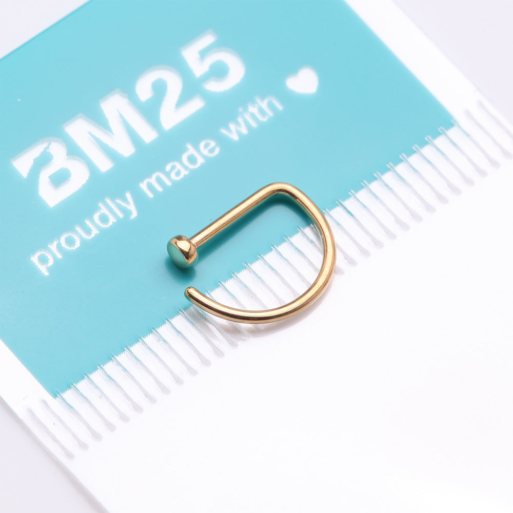 Detail View 4 of Implant Grade Titanium Golden D-Shaped Flat Circle Top Nose Hoop