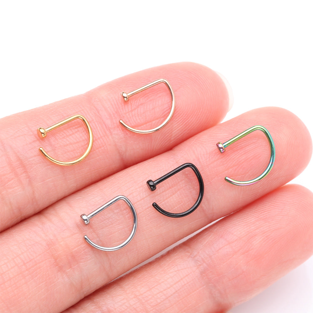 Detail View 3 of Implant Grade Titanium Blackline D-Shaped Flat Circle Top Nose Hoop