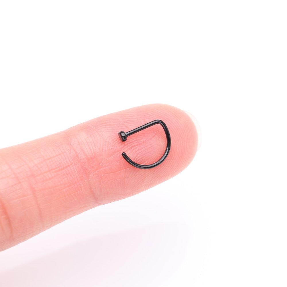 Detail View 2 of Implant Grade Titanium Blackline D-Shaped Flat Circle Top Nose Hoop