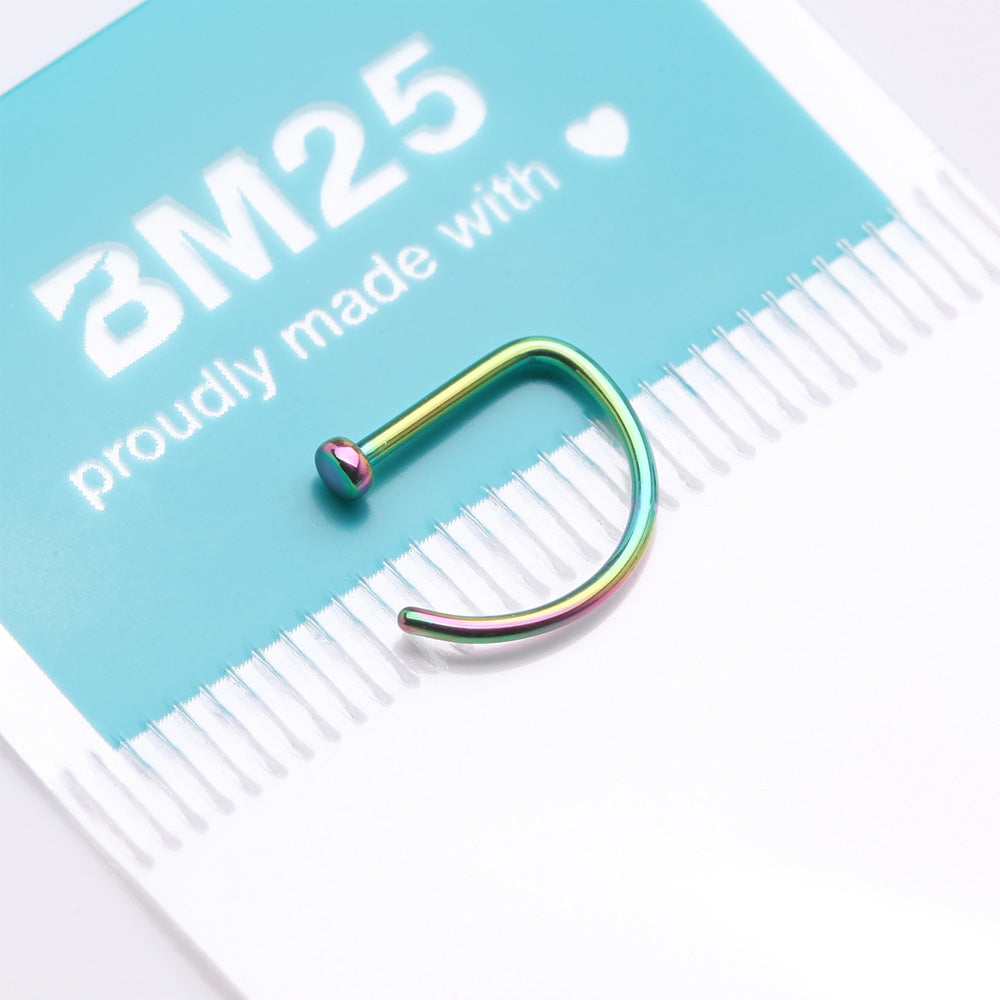 Detail View 4 of Implant Grade Titanium Colorline D-Shaped Flat Circle Top Nose Hoop-Rainbow