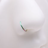 Detail View 1 of Implant Grade Titanium Colorline D-Shaped Flat Circle Top Nose Hoop-Rainbow