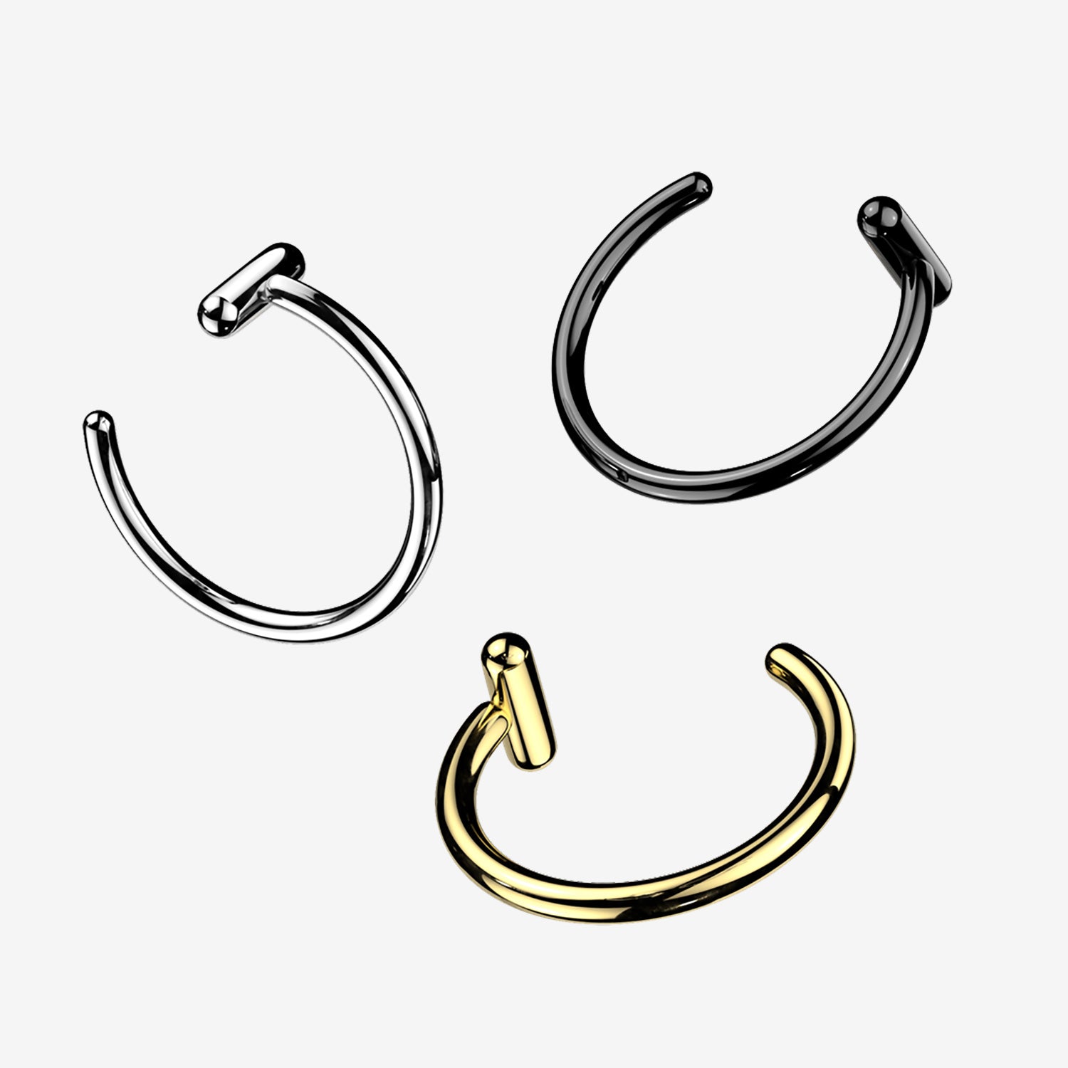 Detail View 1 of Implant Grade Titanium Golden Bar Stopper Nose Hoop Ring