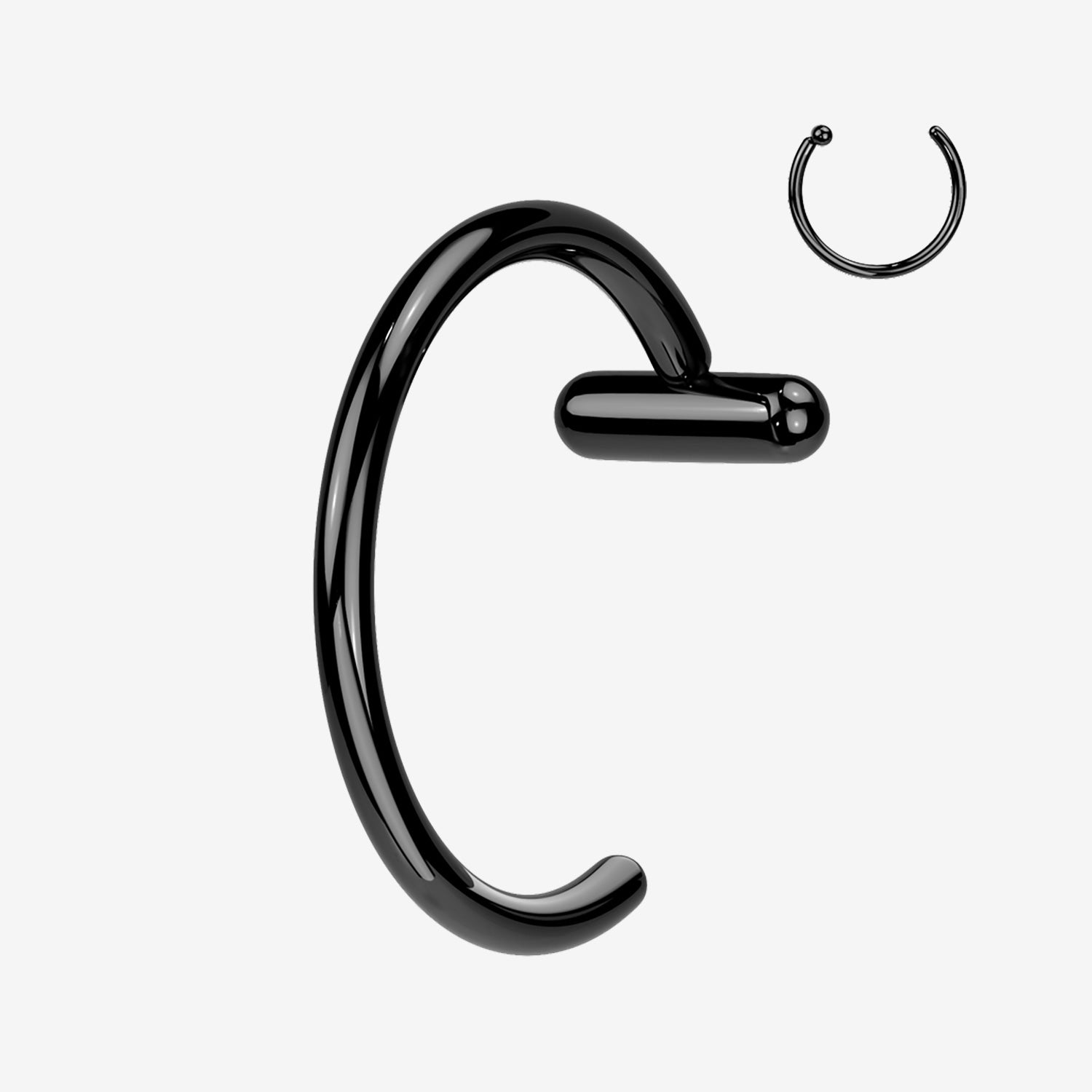 Implant Grade Titanium Blackline Bar Stopper Nose Hoop Ring