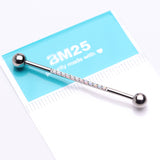 Detail View 2 of Implant Grade Titanium Sparkle Lined Fire Opal Industrial Barbell-White Opal