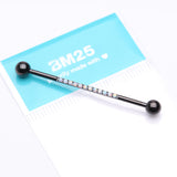 Detail View 2 of Implant Grade Titanium Blackline Sparkle Lined Fire Opal Industrial Barbell-White Opal