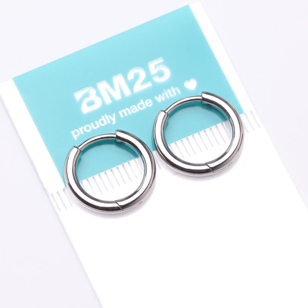 Detail View 3 of A Pair of Implant Grade Titanium Basic Huggie Hoop Earring