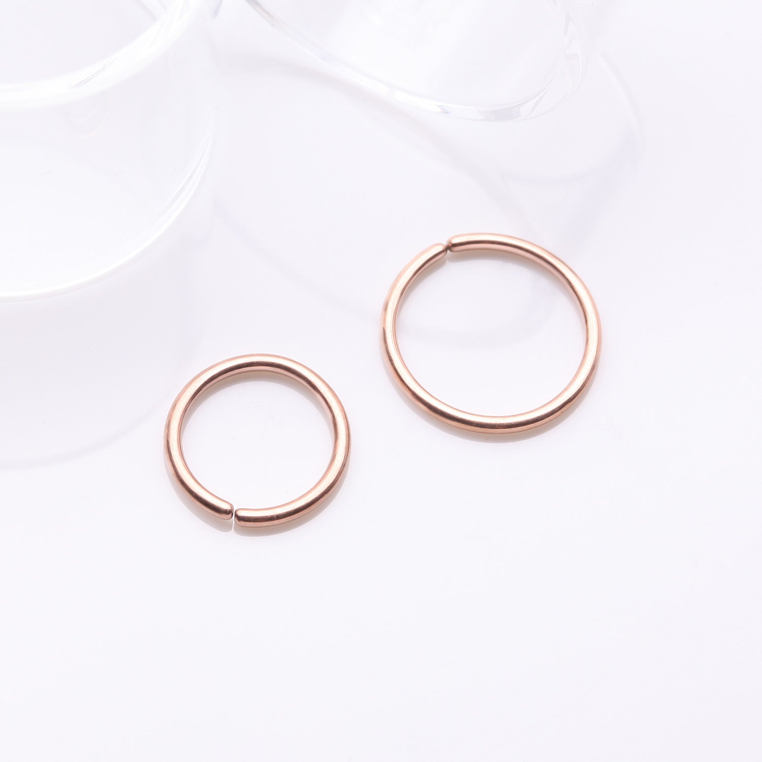 Detail View 1 of Implant Grade Titanium PVD Rose Gold Seamless Bendable Hoop Ring