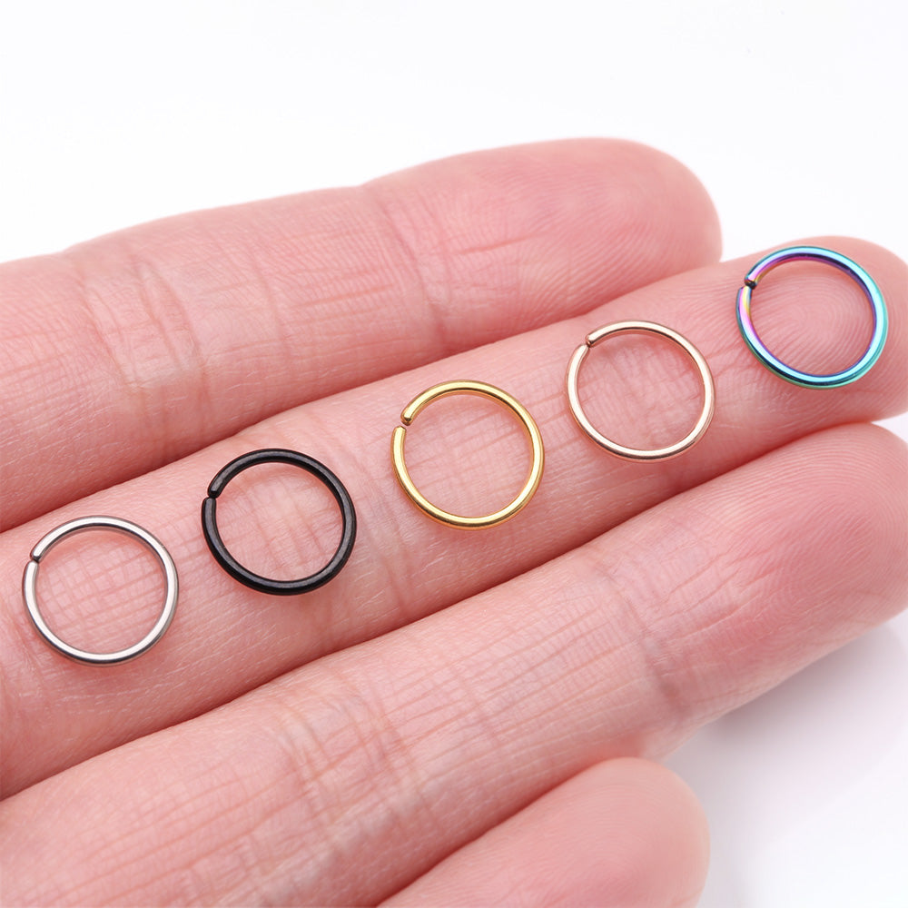 Detail View 3 of Implant Grade Titanium PVD Colorline Seamless Bendable Hoop Ring-Rainbow
