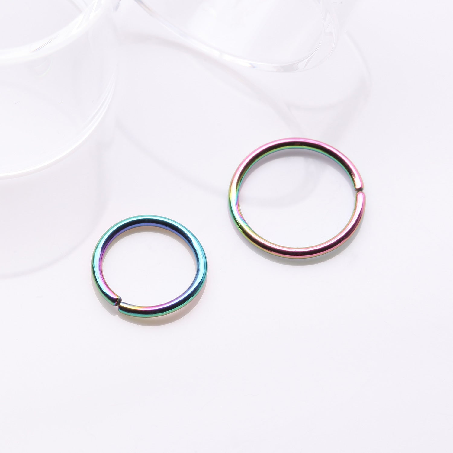 Detail View 1 of Implant Grade Titanium PVD Colorline Seamless Bendable Hoop Ring-Rainbow