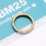Detail View 3 of Implant Grade Titanium Golden Pyramid Sparkle Studded Geometric Seamless Clicker Hoop Ring-Clear Gem