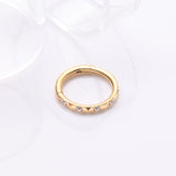 Detail View 1 of Implant Grade Titanium Golden Pyramid Sparkle Studded Geometric Seamless Clicker Hoop Ring-Clear Gem