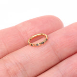 Detail View 2 of Implant Grade Titanium Golden Pyramid Sparkle Studded Geometric Seamless Clicker Hoop Ring-Black