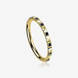 Implant Grade Titanium Golden Pyramid Sparkle Studded Geometric Seamless Clicker Hoop Ring