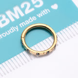 Detail View 3 of Implant Grade Titanium Golden Pyramid Sparkle Studded Geometric Seamless Clicker Hoop Ring-Black